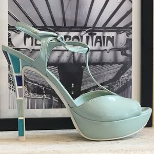 Top Heels Co Crystal Green Sandals